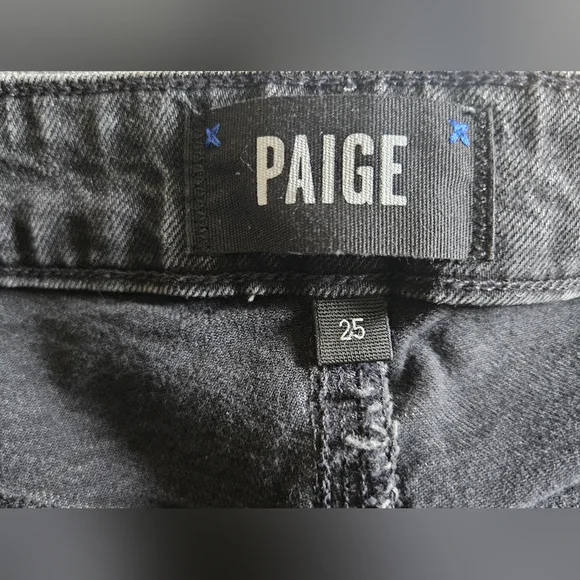 💙🩷Paige Sarah Slim Jeans Size 25 Destructed Distressed Black Wash💙 - Picture 4 of 10
